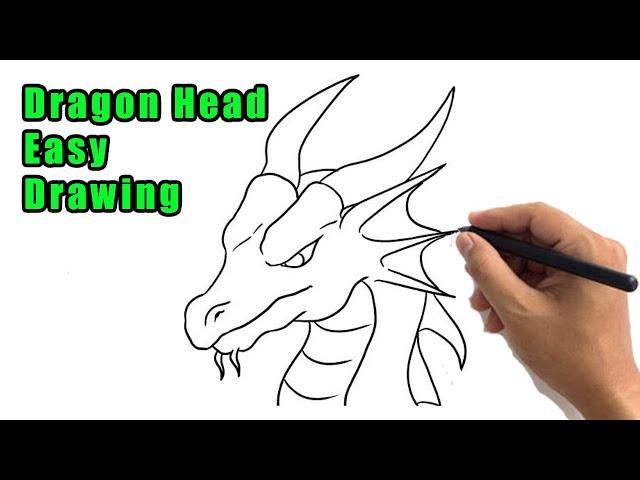 How to Draw a Dragon Head Drawing: Easy Dragon Face Step by Step Side View Sketch for Beginners