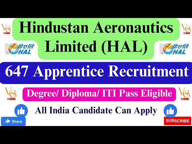 HAL RECRUITMENT 2023 || APPLY ONLINE FOR 647APPRENTICE POSTS || VACANCYGATE ||