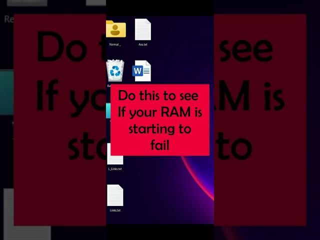 "Windows Memory Diagnostic : How to Fix Memory/RAM Problems" #shorts