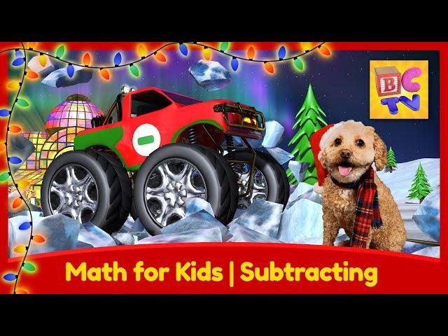 Learn Math with Monster Trucks for Kids | Subtracting - Christmas Edition