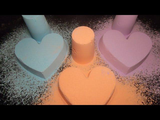 ASMR Baking Soda Crunchy Powdery Hearts With Matching Cylinders