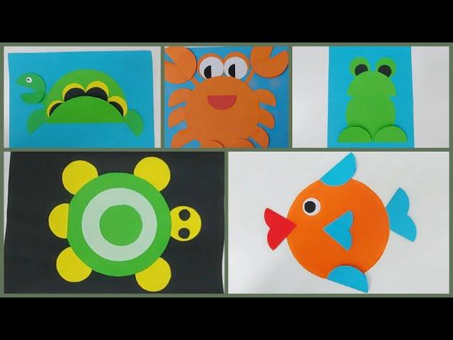 DIY Craft-Paper Animals Crafts||5 Minute Circle Crafts With Paper Animals|||5 Types of Water Animal