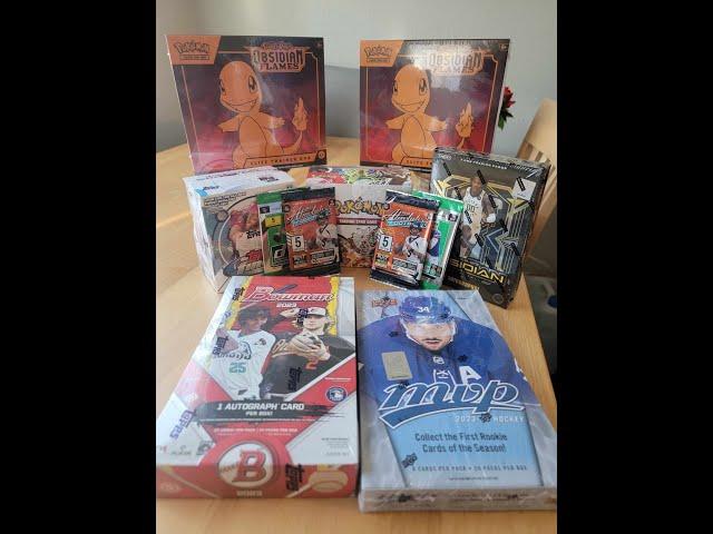 NBA OBSIDIAN, NHL MVP,  MLB TOPPS FINEST, MLB  BOWMAN, POKEMON OBSIDIAN FLAMES AND MORE! MUST WATCH!