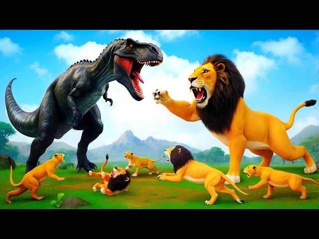 Black T-Rex vs. Giant Lion King!  | Jurassic Kingdom Showdown