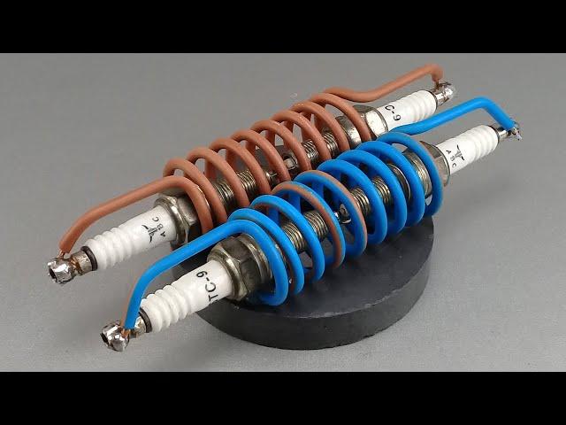 how to make 220volt free electricity energy from big copper wire and spark plug