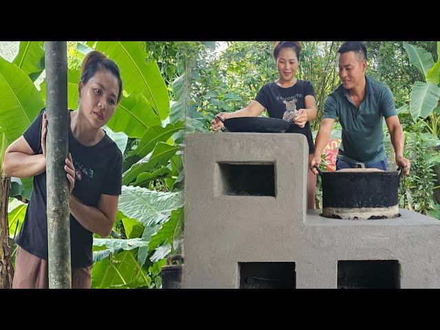 Ly was surprised to see Lam build a beautiful stove.