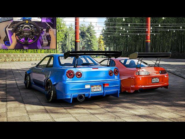 Nissan Skyline GT-R R34 & Toyota Supra MK4 Convoy - CarX Street | Moza R16