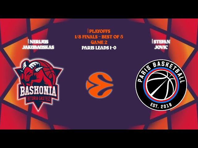 Baskonia vs Paris Basketball | Game 2 | Cyber Euroleague TOP16 | Nerijus Jakubauskas - Stefan Jovic