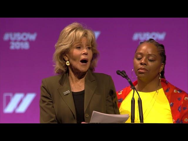 Jane Fonda speaks at the 2018 United State of Women Summit