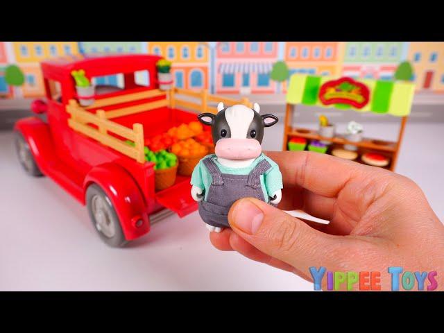 Li'l Woodzeez Farmers Market Truck Toy Playset | Fun Pretend Play for Kids