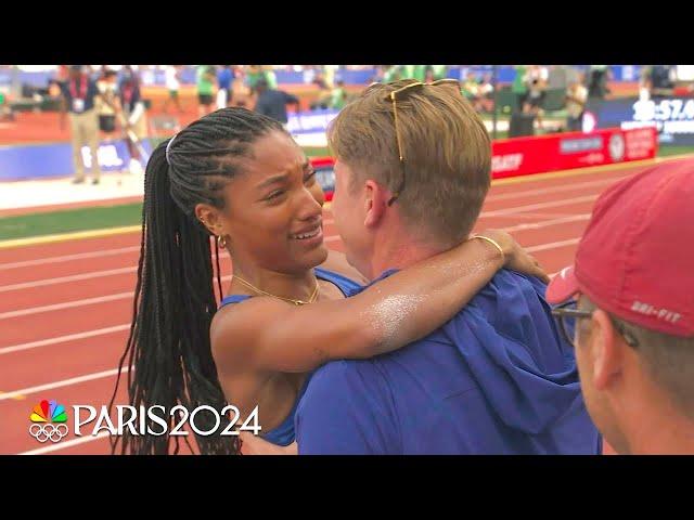 Tara Davis-Woodhall, Hunter Woodhall celebrate Olympic berth at Track & Field Trials | NBC Sports