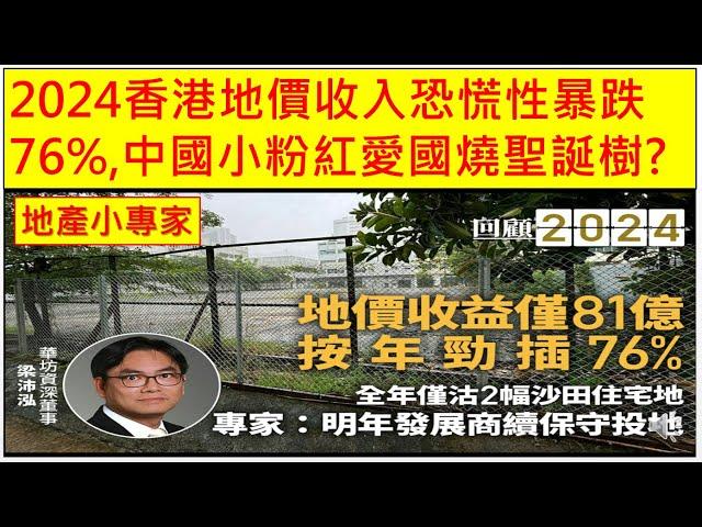 地產小專家 20241227 2024香港地價收入恐慌性暴跌76%,中國小粉紅愛國燒聖誕樹?