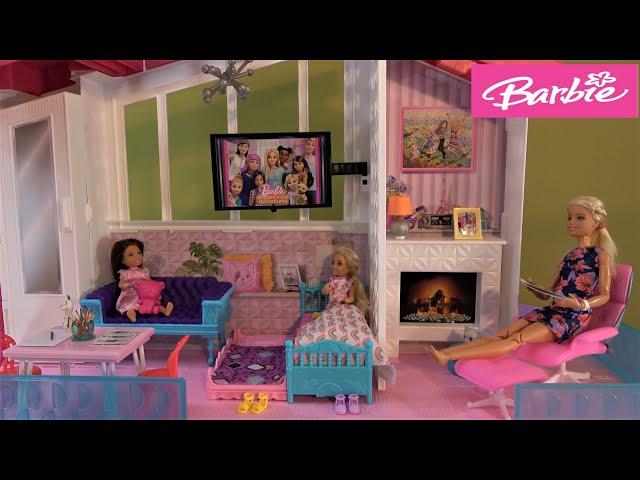 Barbie Sisters Best Sleepover Morning Routine in Barbie Dream House and Chelsea's Puppy Game