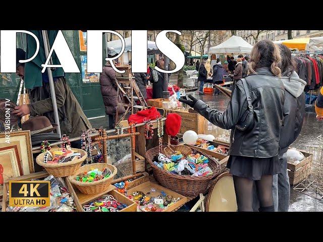 [Paris France] Paris Jussieu Flea Market Walk (4K 60F)  15/January/2025