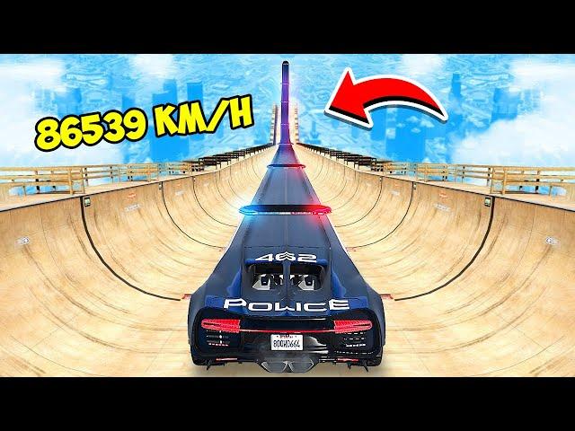 NO BRAKES DOWNHILL IN POLICE BUGATTI CHIRON LIMO ON RAMP GTA 5