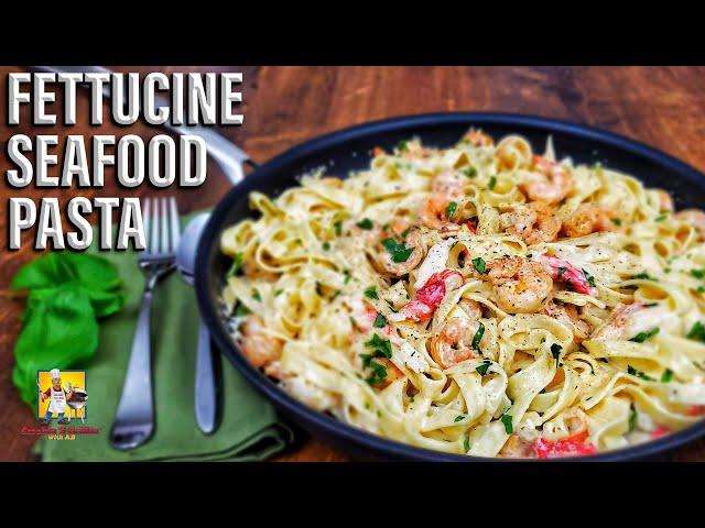 Fettucine Seafood Alfredo Recipe | Seafood Pasta Recipe