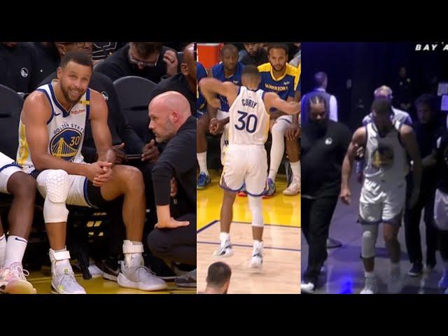 Steph Curry frustrated & gets carried off court AFTER Rolling ankle TWICE & UPSET!