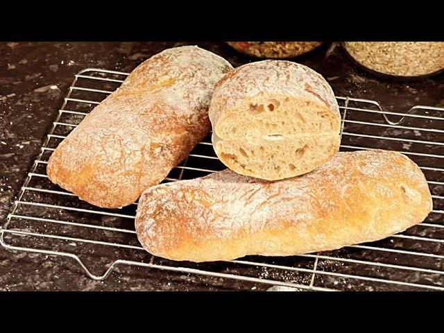 Delicious Ciabatta Bread With Wholewheat Flour, No oil.نان چاباتا با آرد کامل بدون روغن