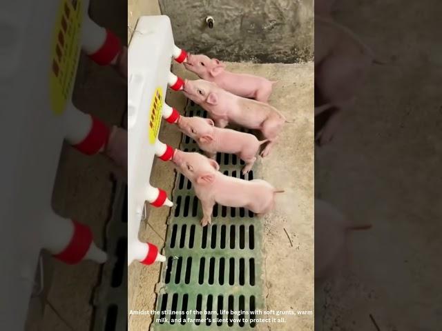 Newborn Piglets Nursing as Farmer Watches — Pure Farm Serenity