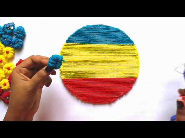 DIY Easy Woolen Flower Wall Hanging Craft Ideas|Woolen Wall Hanging|Woolen craft|Woolen Toran #toran