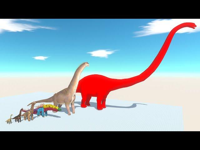 Red Brachiosaurus of Evolution VS All Dinosaurs T-REX and Godzilla Shark to BIGGEST in Animal Revolt