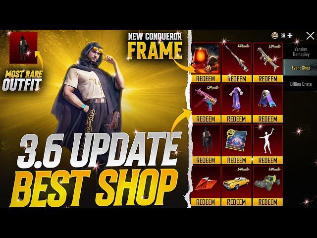 Most Rare Outfit Crate Opening | New Conqueror Frame | 3.6 Update Shop | PUBGM