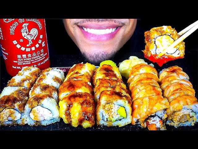 ASMR SUSHI PLATTER MUKBANG | EATING SUSHI ROLLS CHALLENGE CRUNCHY BIG BITES MOUTH SOUNDS NO TALKING