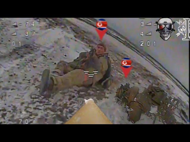 Ukrainian FPV drone relentlessly wipe out one by one North Korean soldiers on the frozen battlefield