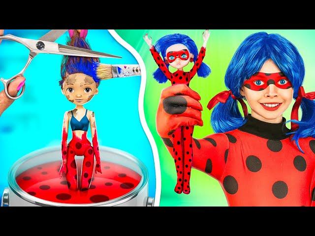 Comment Devenir Ladybug dans la Vraie Vie / De Poupée Intello a Belle Ladybug