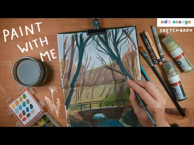 Cozy art session - Paint together with me  Odd orange sketchbook, mixed media 