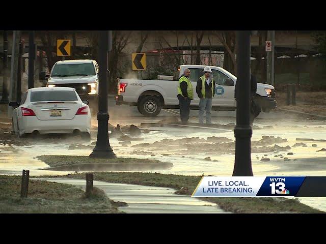 Large water main break in Birmingham's Ensley area could cause icy traffic issues