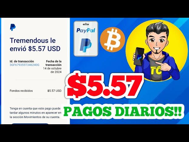 Gana $5.57 Cada 72 Horas!!  Aplicación Para GANAR DINERO a PAYPAL, Binance y Bitcoin 