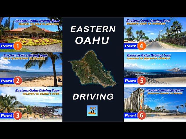 OAHU ISLAND DRIVING TOUR  Combined Pt 1 to Pt 6  Hawaii 4K Driving