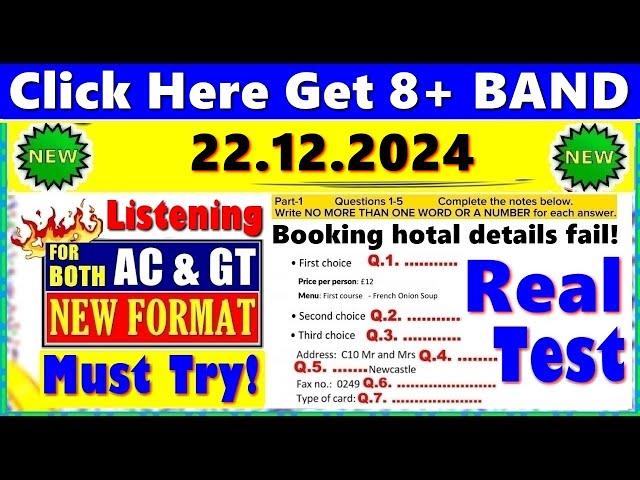 IELTS LISTENING PRACTICE TEST 2024 WITH ANSWERS | 22.12.2024