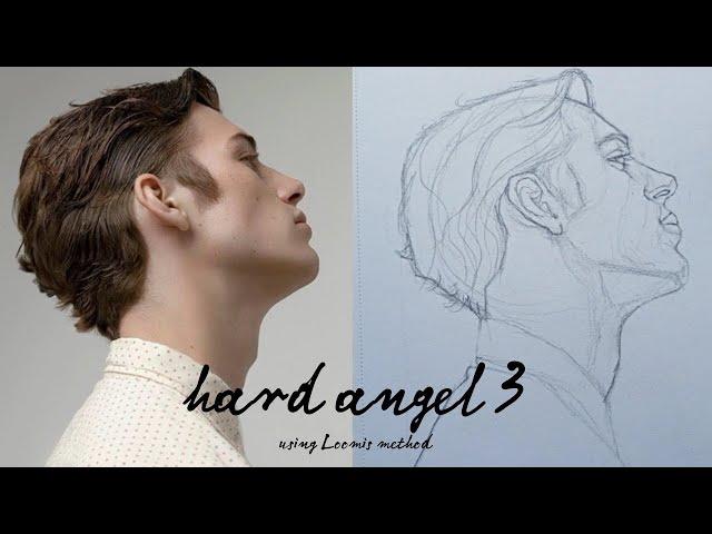 How to draw a portrait using Loomis_hard angle 3