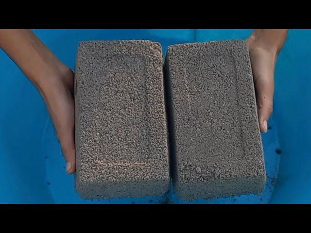 ASMR HUBBlack concrete bricks dry and water crumbling creamy mixing #relaxing and satisfying