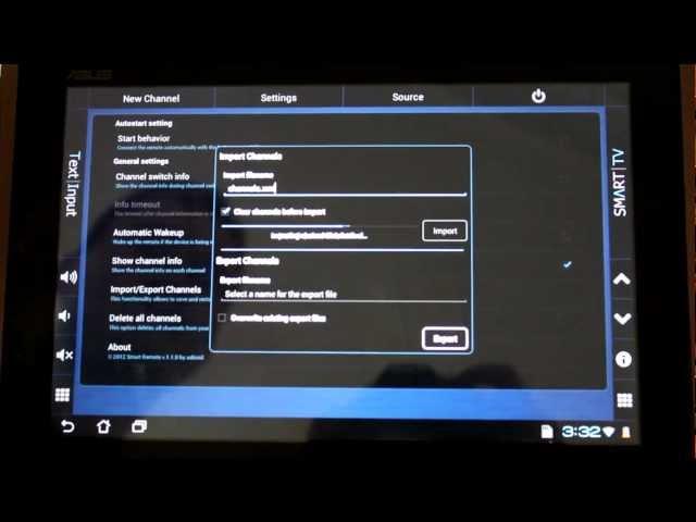 Android Smart TV Remote: Channel import/export