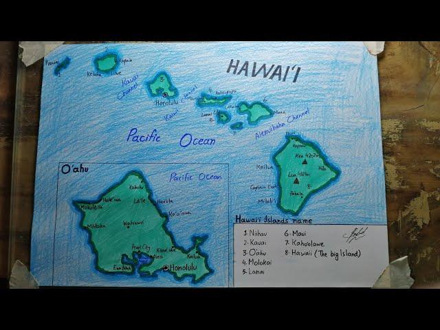 How to draw Hawaii map easy SAAD