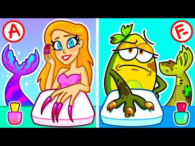 Extreme Mermaid Makeover - Rich vs Poor Nails Challenge