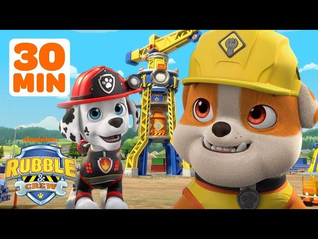 Rubble's Rescue Missions In Builder Cove! w/ PAW Patrol Marshall, Motor & Charger | Rubble & Crew