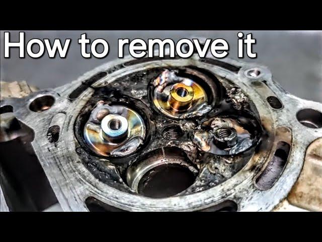 Removing the valve seat from the damaged cylinder head - Kawasaki KX-F 250cc