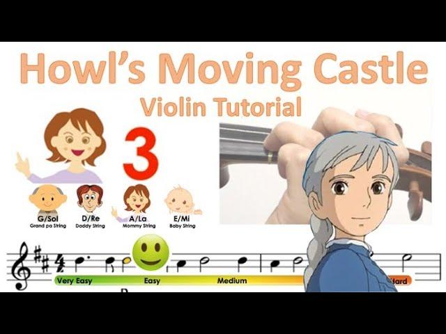 Howl's moving castle (Merry Go Round of life) sheet music and easy violin tutorial