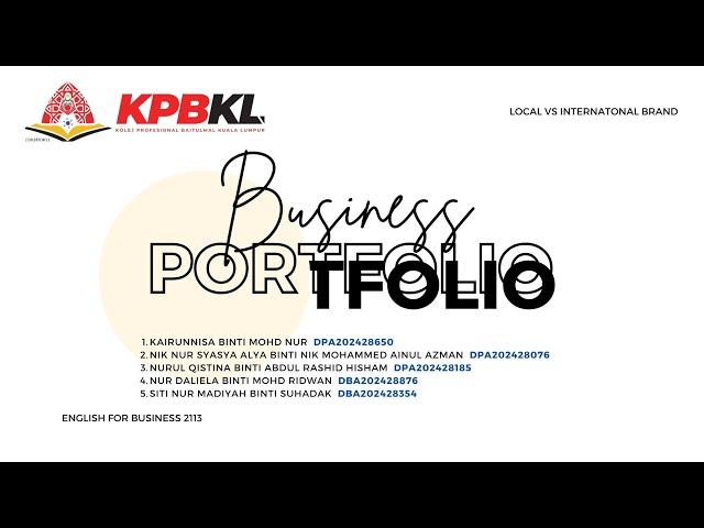 BUSINESS PORTFOLIO PRESENTATION [EFB 2113]