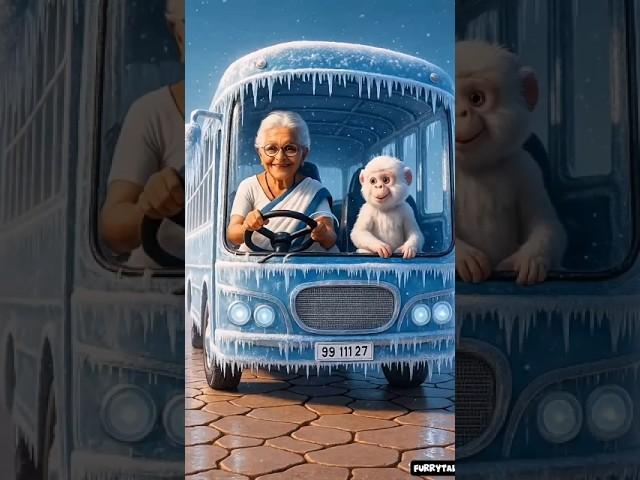 Funny Grandma & Monkey Build an Ice Bus | Sad Ending #Shorts #Ai #ytshorts #trending