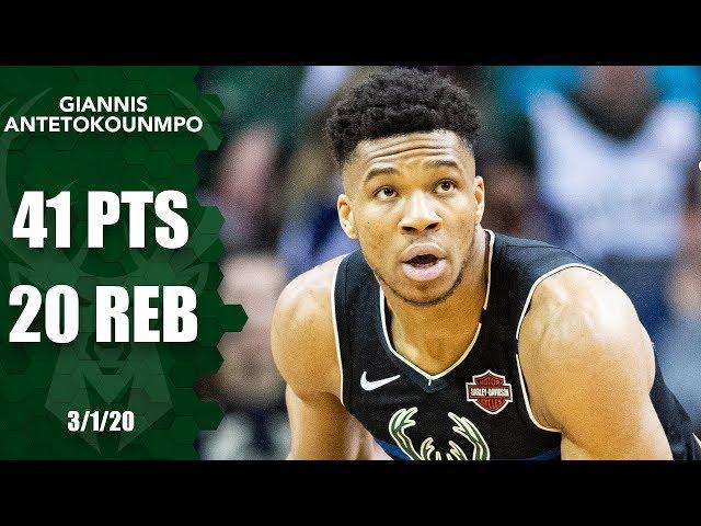 Giannis Antetokounmpo drops 41 points and 20 rebounds in Bucks vs. Hornets | 2019-20 NBA Highlights