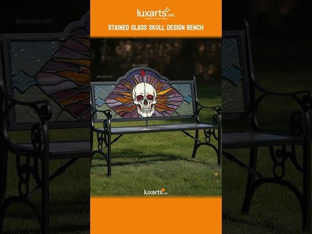 Custom Stained Glass Skull Bench: A Striking Piece of Art for Your Home