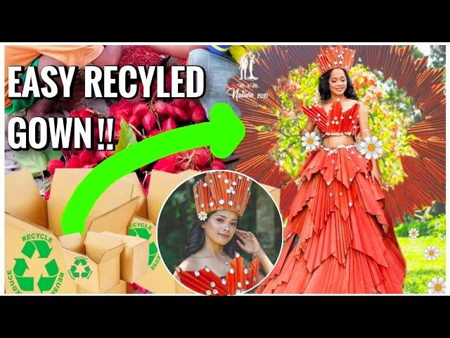 HOW TO MAKE A DRESS/GOWN USING CARTON BOXES (QUICK, EASY, CREATIVE) | JUNABETH