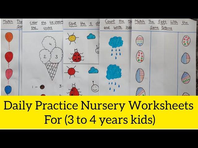 Daily Practice Nursery Worksheets | homeschooling nursery worksheets #1