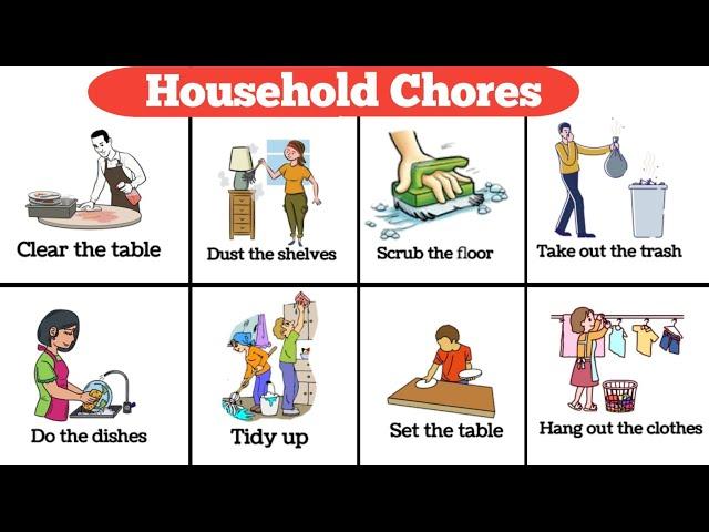 25+ Household Chores | Household Chores in English | Household vocabulary |