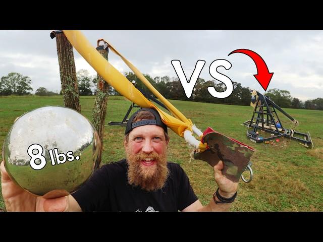 World's Largest Slingshot VS Trebuchet